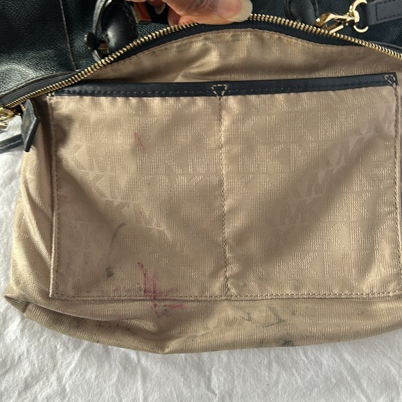 MICHAEL KORS blue and black signature Riley leather top zip medium size satchel. - Picture 15 of 16